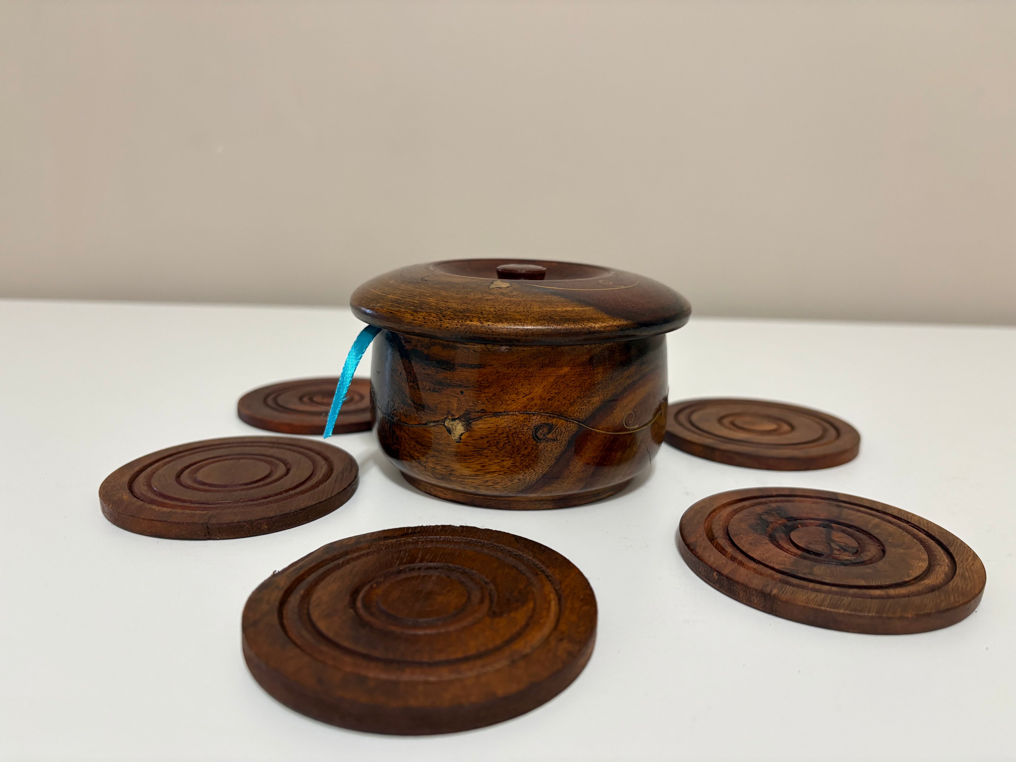 Wooden Coasters In a Wooden Cup