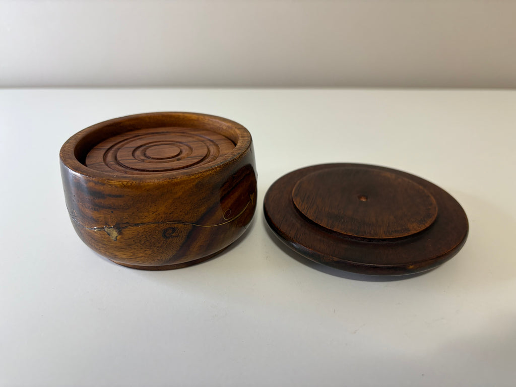 Wooden Coasters In a Wooden Cup