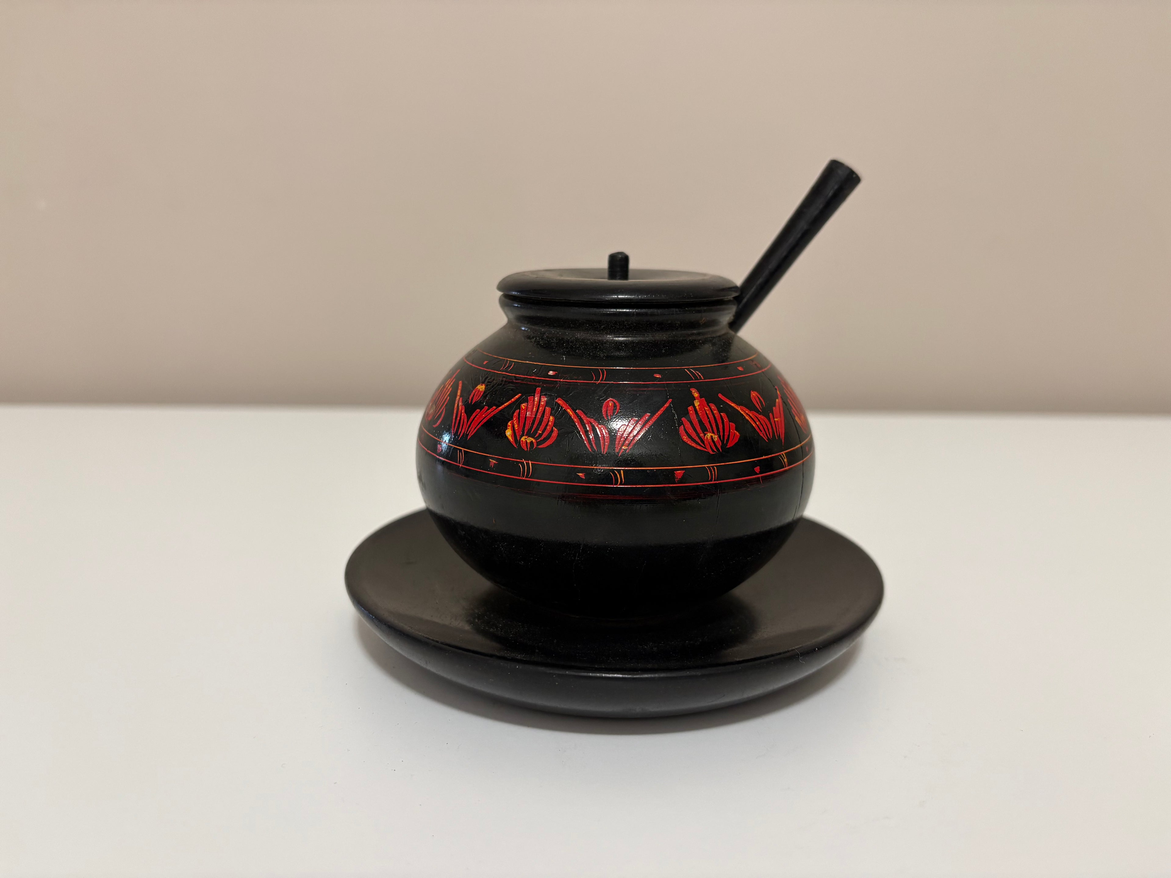 Wooden Spice Jar with Lid and Spoon