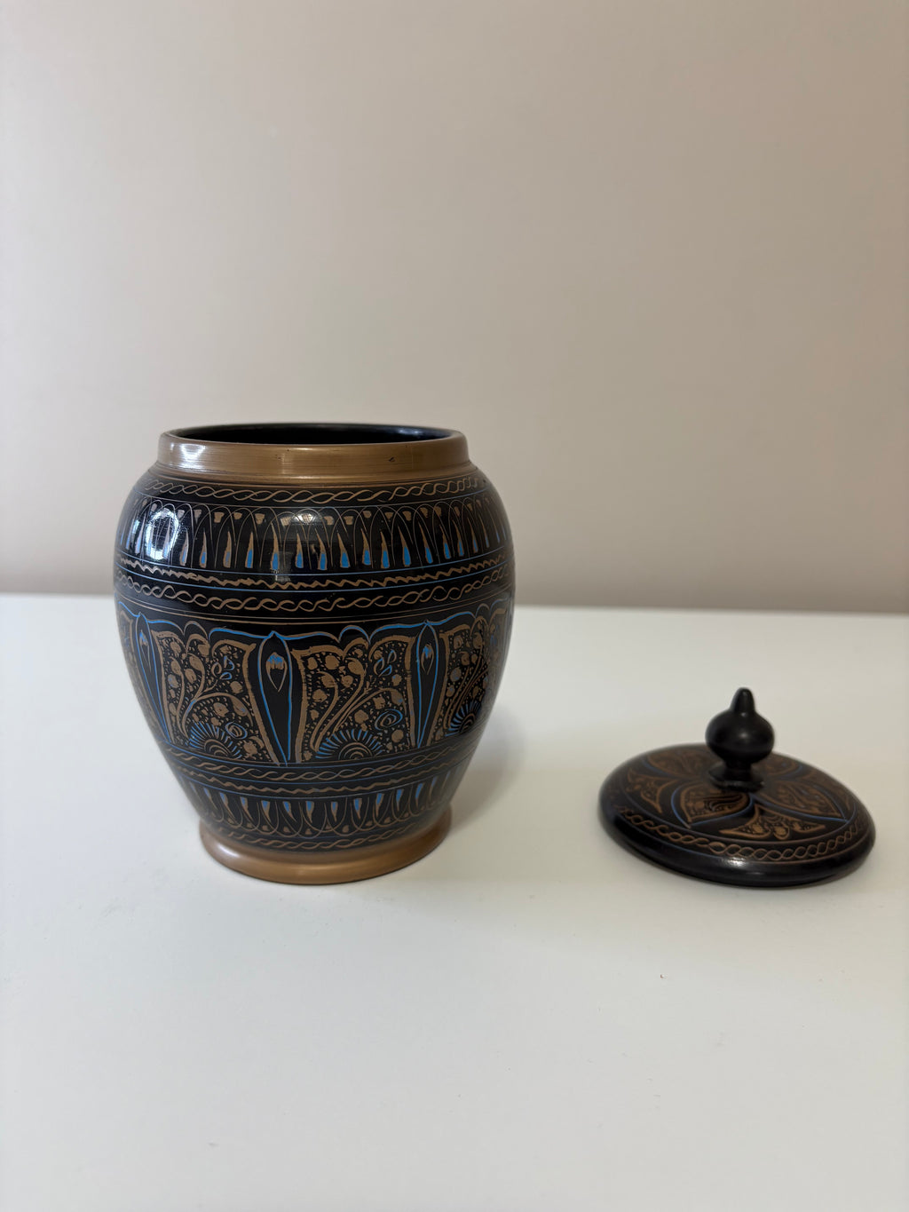 Hand Painted Wooden Candy Jar