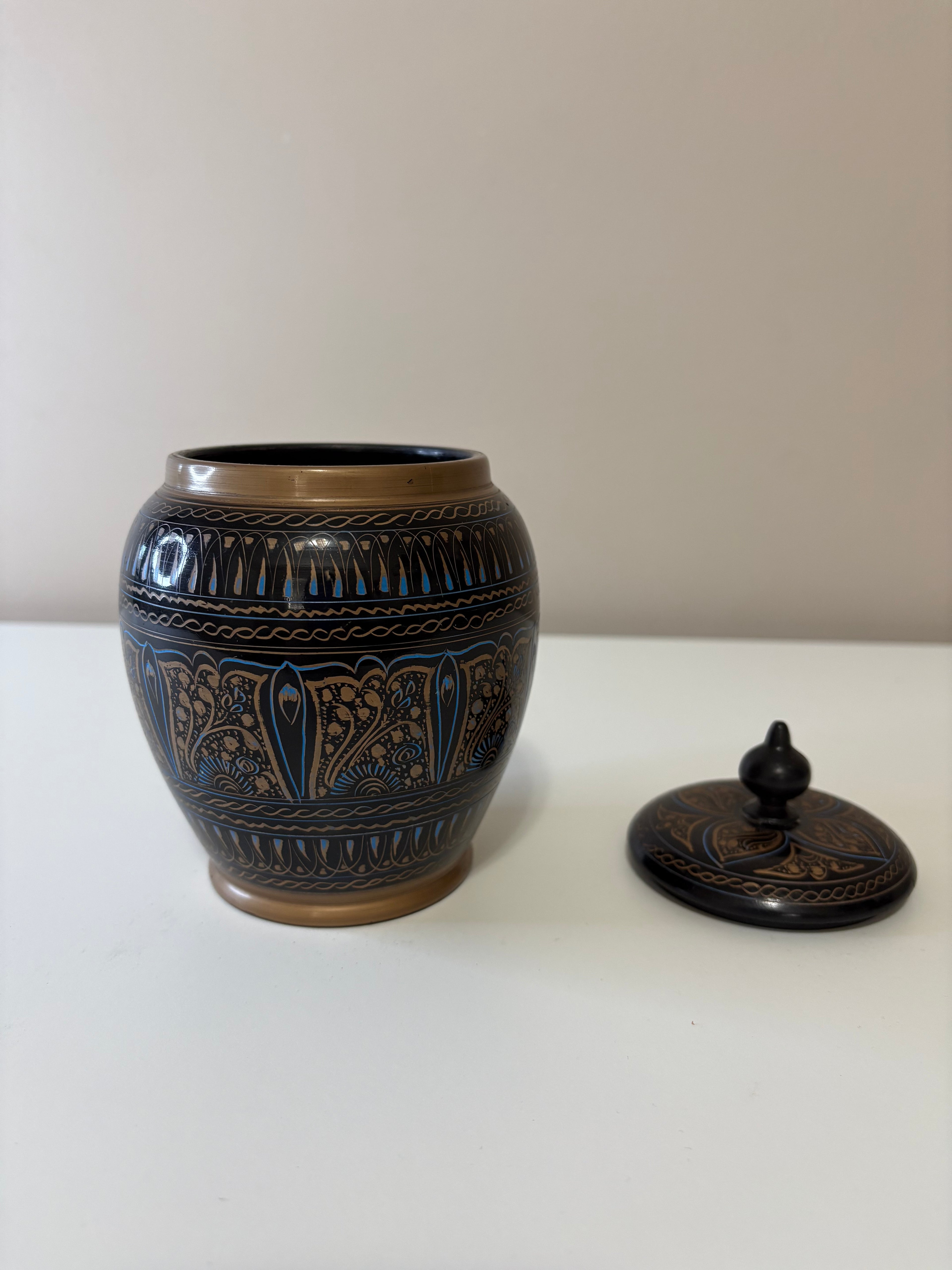 Hand Painted Wooden Candy Jar