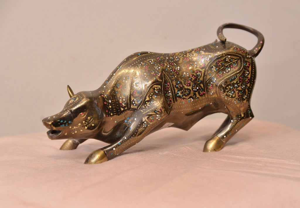 Brass Angry Bull – Dynamic Figurine