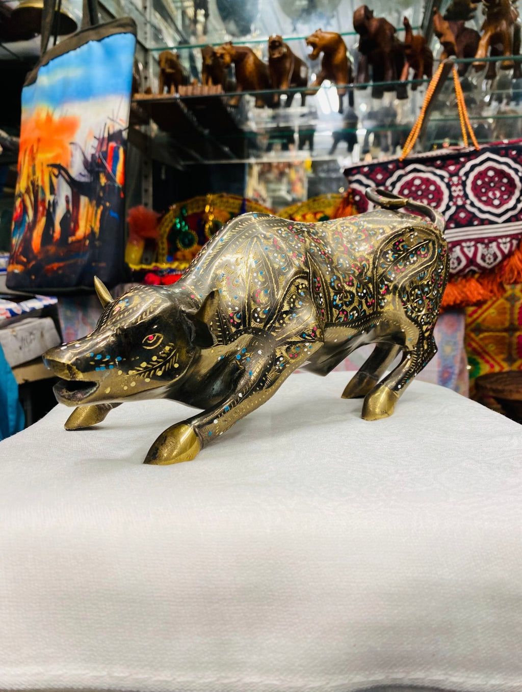 Brass Angry Bull – Dynamic Figurine