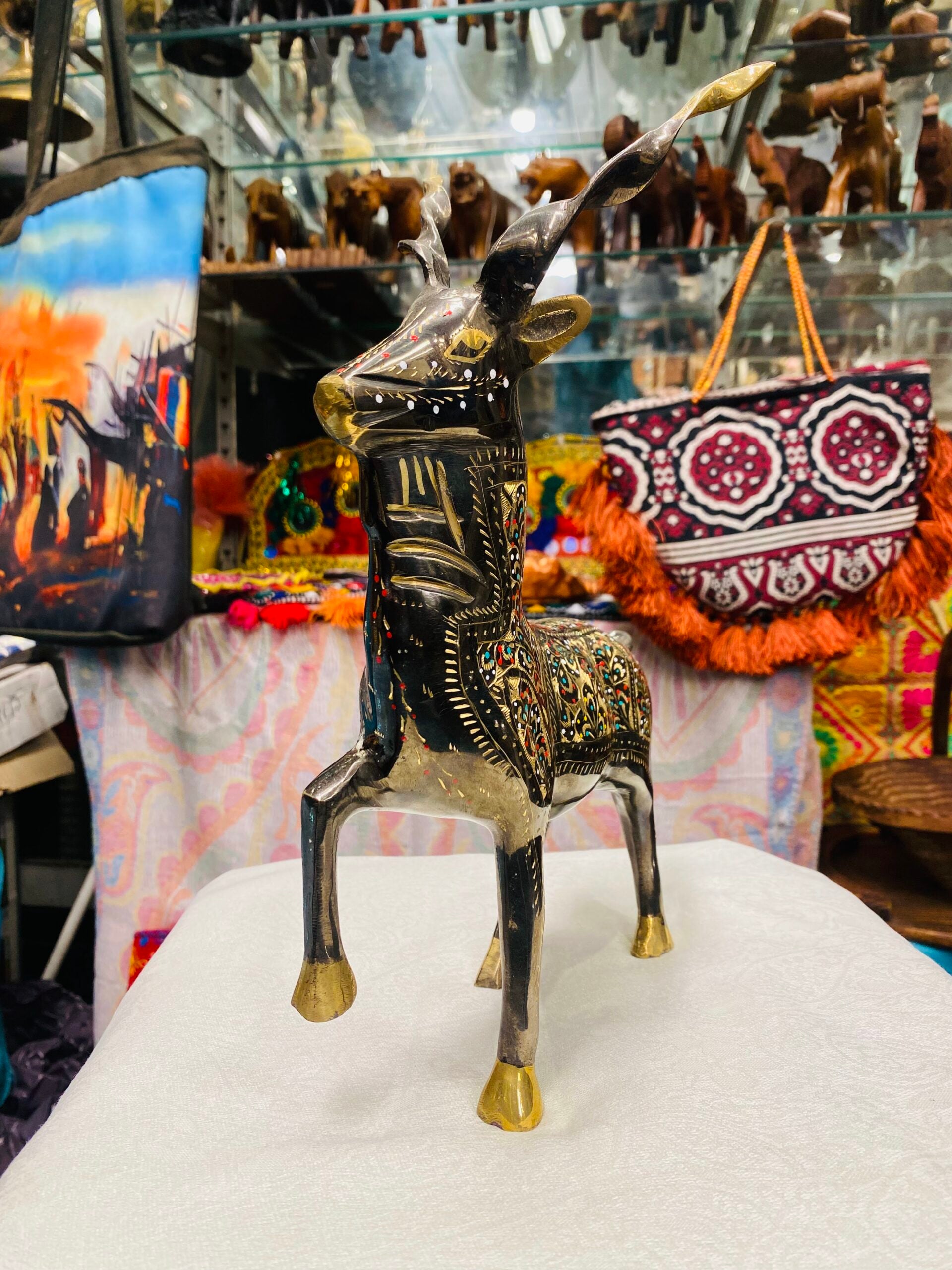 Brass Markhor – Wildlife Sculpture