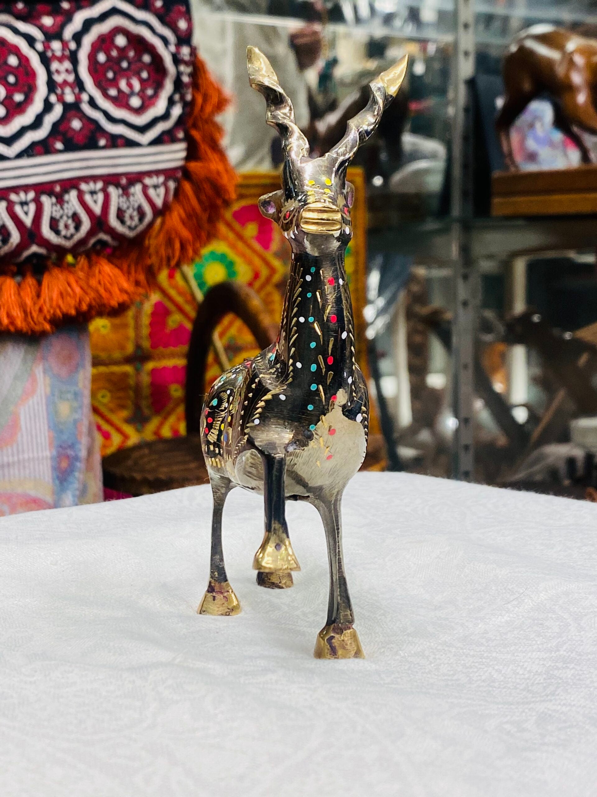 Brass Markhor – Small Wildlife Figurine