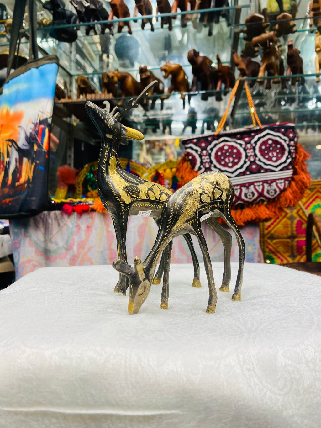 Brass Deer Duo – Vigilant & Drinking Deer