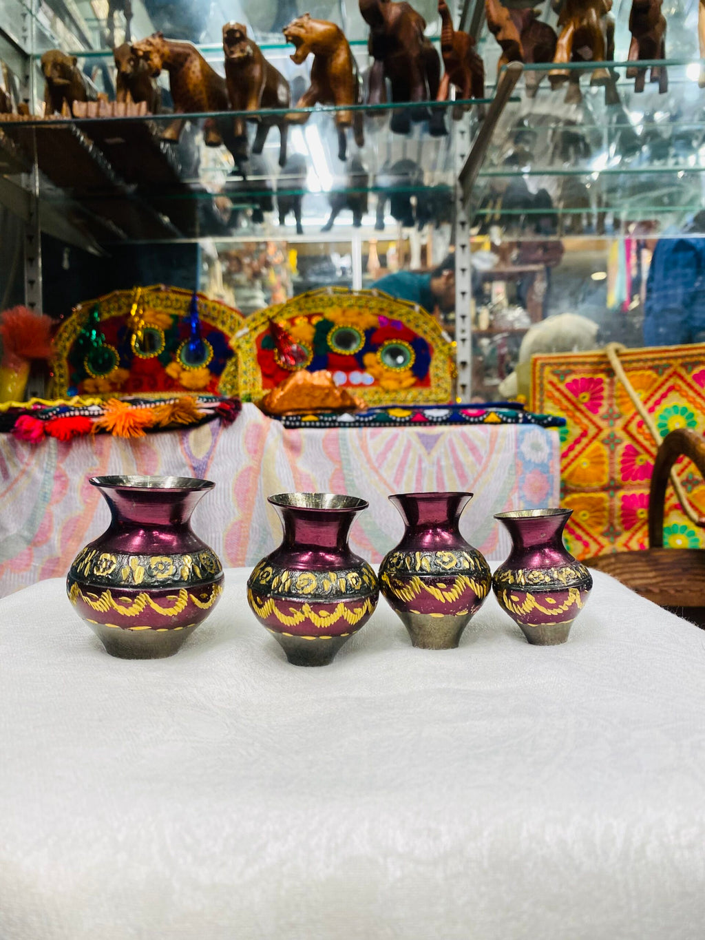 Brass Purple Matka Set of 4