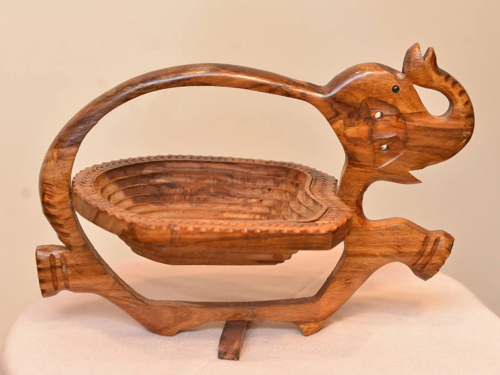 Elephant Wooden Basket (Handmade)