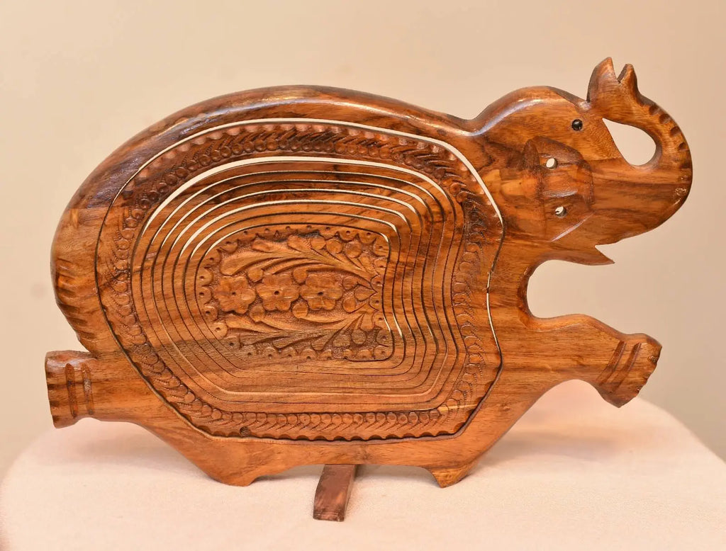 Elephant Wooden Basket (Handmade)