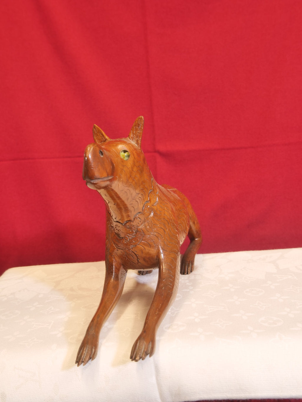 Alert Wolf Dog – Wooden Sculpture