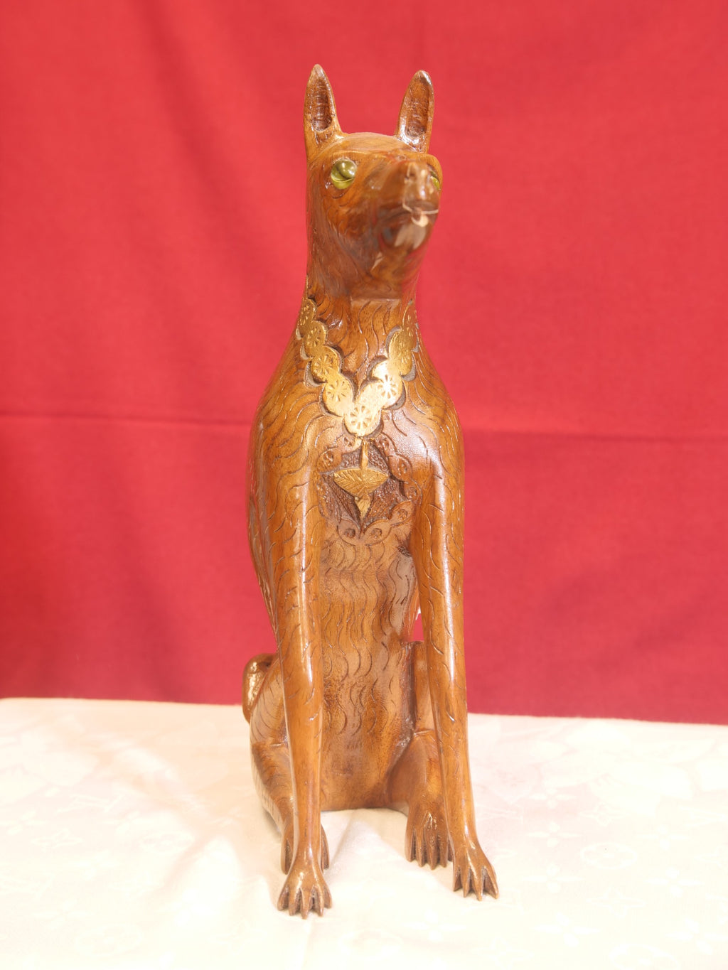 Alert Wolf Dog – Wooden Sculpture