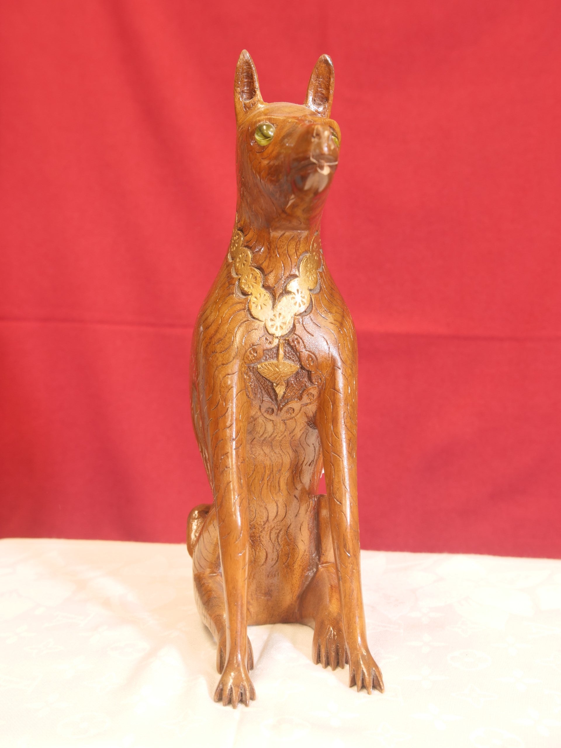Alert Wolf Dog – Wooden Sculpture